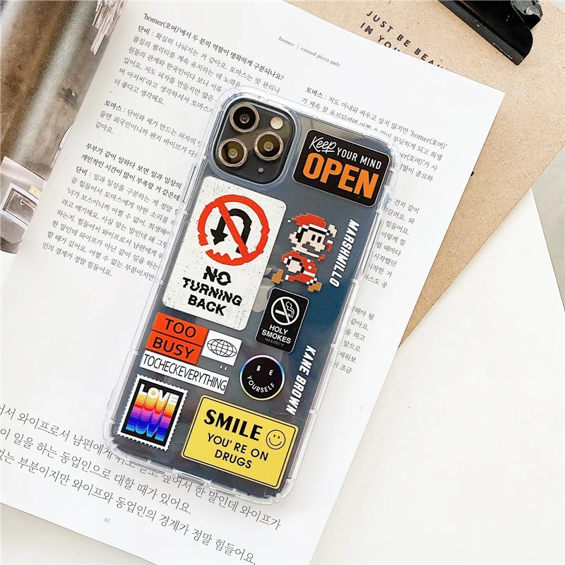 Retro Label Phone Cases For iPhone 11 12 13 Mini Pro XS Max X XR 7 8 Plus Soft Tpu Back Cover for iPhone 11 Pro 12 Pro Se 2020 iphone 12 pro max clear case
