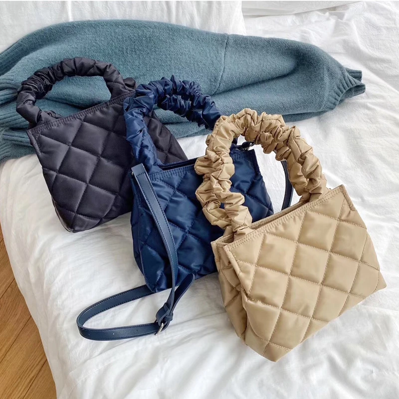 lujo de Invierno para mujer, de diseñador de marca, acolchado de nailon, Ling Plaid, bolsos de hombro tipo bandolera, venta al por - AliExpress