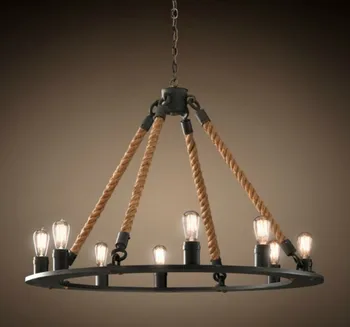 

American Country Retro Pendant Light Nordic Iron Rope Lamp Bar Cafe Dining Room Lamp luminaria pendente