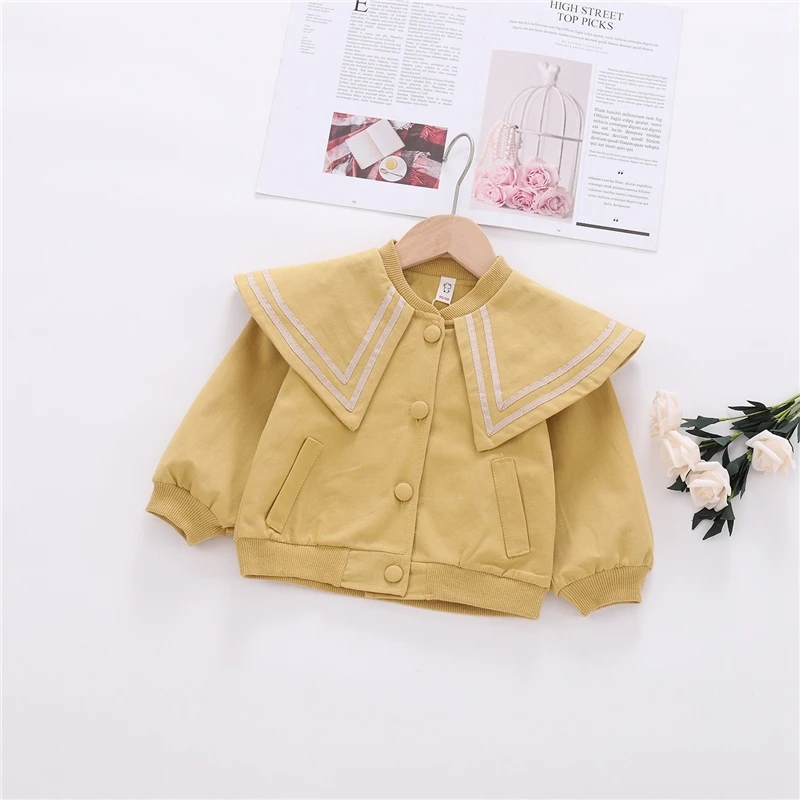

DAILOU Korean Fashion Clothing for Girls Solid Color Dot Lapel Cardigan Kids Jacket Children Clothes Spring New Jacket