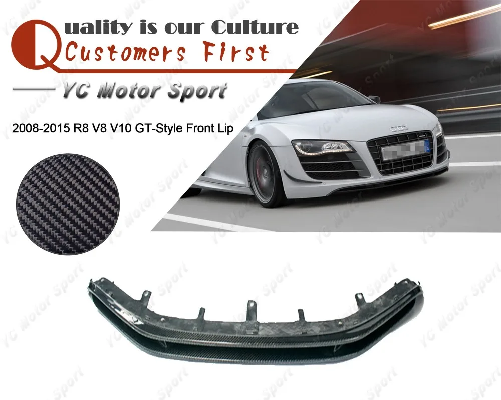 

Автомобильные аксессуары, передняя губа из углеродного волокна GT-Style, подходит для 2008-2015 R8 V8 V10, нижний разветвитель переднего бампера
