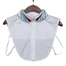 Женские съемные лацканы Половина Рубашка вышитые красочные перо Поддельные Воротник A69C