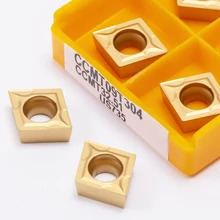 Inserções externas ccmt 09t304 us 735 cnc combinação peças torno ferramentas de torneamento 10 pçs