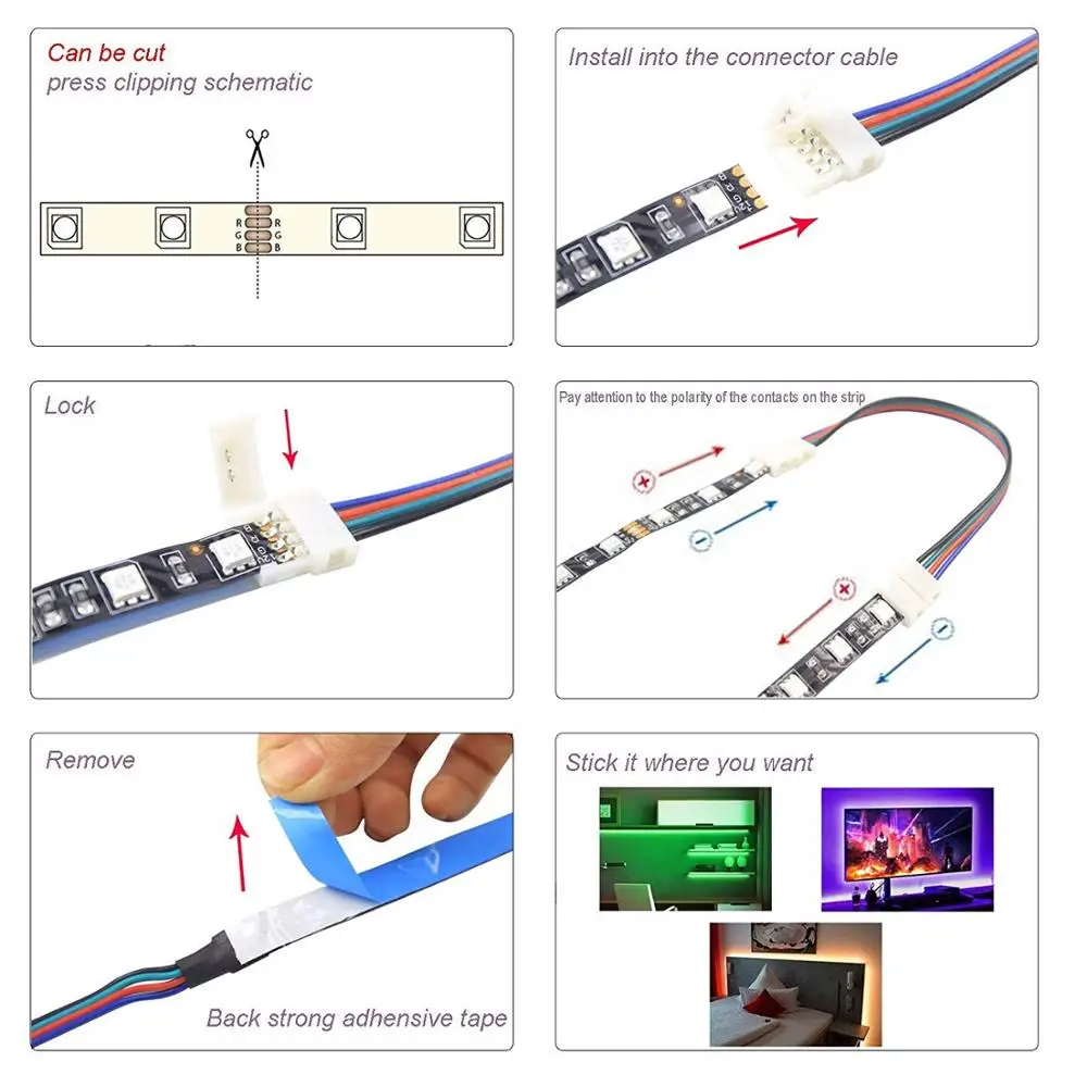 Светодиодная лента 12 В постоянного тока SMD 5050 RGB футов (10 м) не Водонепроницаемая