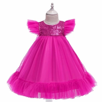

Kids Dresses for Girls Pink Birthday Sequin Children's Princess Tutu Dress Wedding Party vestidos Baby Girl Clothes