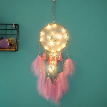 

Dreamcatcher Feather Pendant LED Lamp Flying Wind Chimes Lighting Dream Catcher Handmade Gifts Romantic Creative Wall Hanging