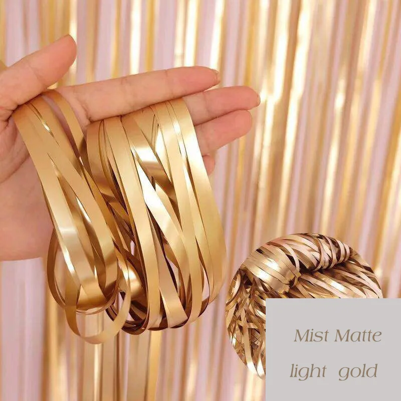 matte light gold Сверкающая блестящая мишура, бахрома, фольга, занавески для девичника, вечерние занавески, занавески для дня рождения, украшения для взрослых, юбилей, Декор - Цвет: matte light gold