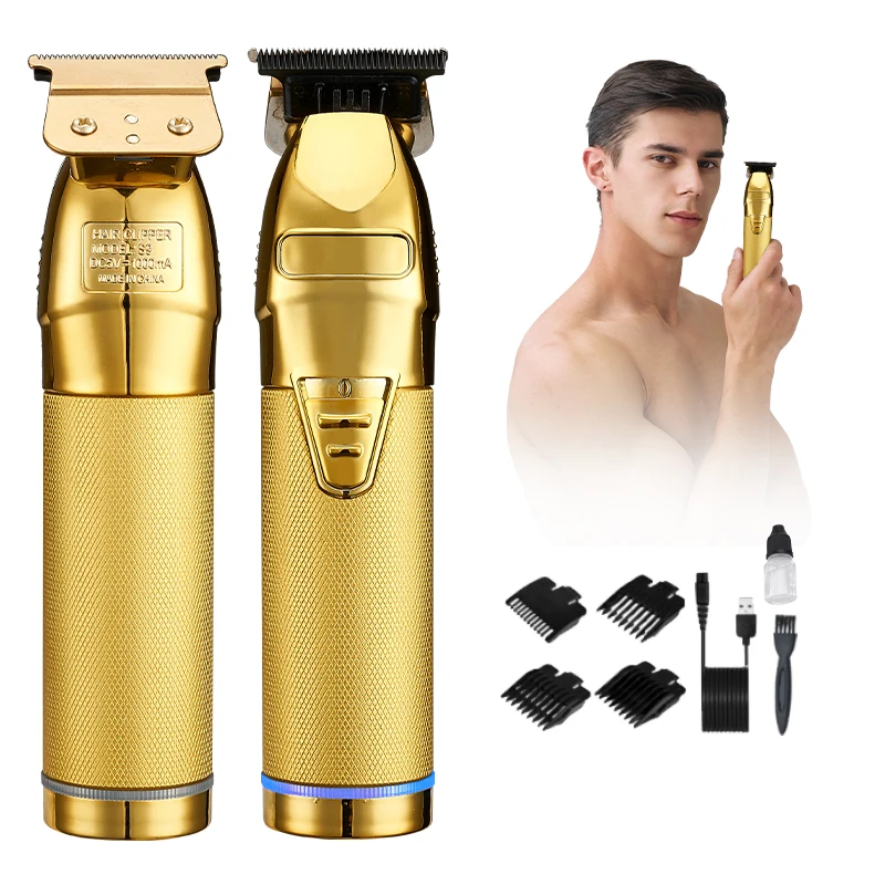 Professional Hair Trimmer Gold Clipper For Men Rechargeable Barber Cordless Hair Cutting T Machine Hair Styling