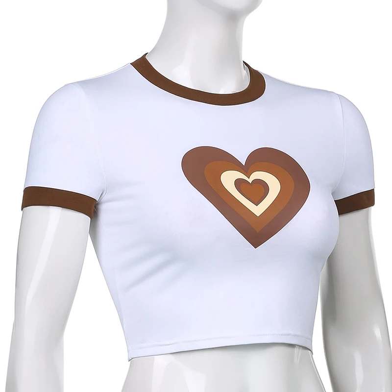 Damen Mädchen Kawaii Sommer Geste Herz Aufdruck T-Shirt kurzärmlig Damen Mädchen Kawaii Sommer Geste Herz Aufdruck T-Shirt kurzärmlig