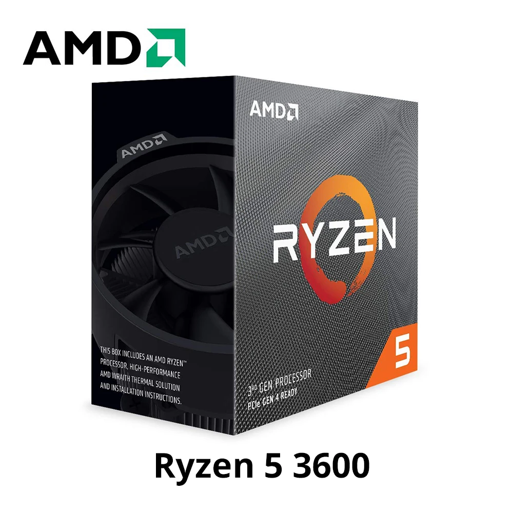 AMD ryzen 5 3600 3,6 ГГц 6-ядерный 12 плотность ткани-65 Вт процессор разъем AM4 Настольный упаковка с призраком стелс вентилятор радиатора