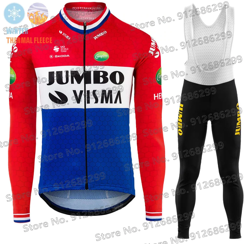 Зимняя одежда для велосипеда Jumbo Visma 2022 Нидерланды с длинным рукавом шоссейного
