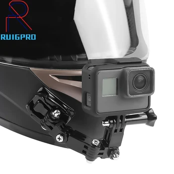 

Gopro Accessories 4 Ways Turntable Button Mount Go Pro Hero 4 5 6 7 8 9 SJCAM EKEN H9 H9R Motorcycle Helmet Chin Bracket arm
