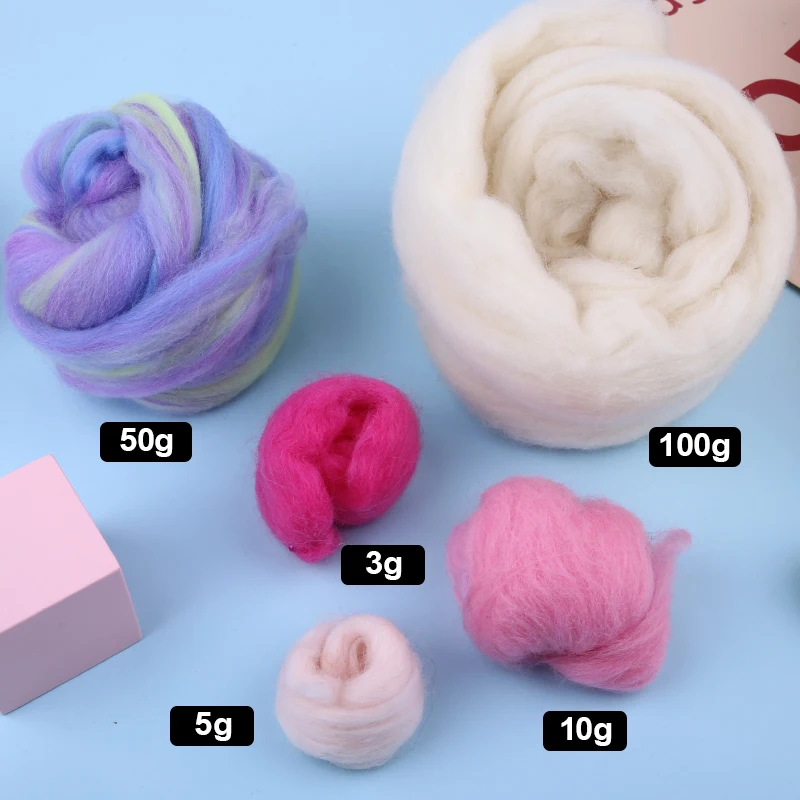 MIUSIE 26 Colors Felting Wool Soft Wool Fibre Roving for Needle Felting and Handcraft DIY Doll Suitable for Women Beginner needle felting wool