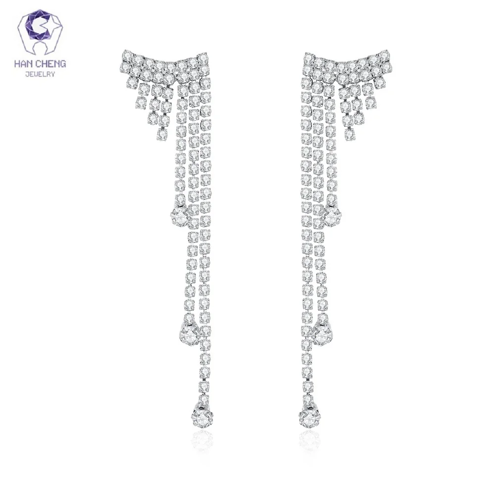 HanCheng модные висячие серьги в виде капель воды Висячие кисточки круглые Стразы