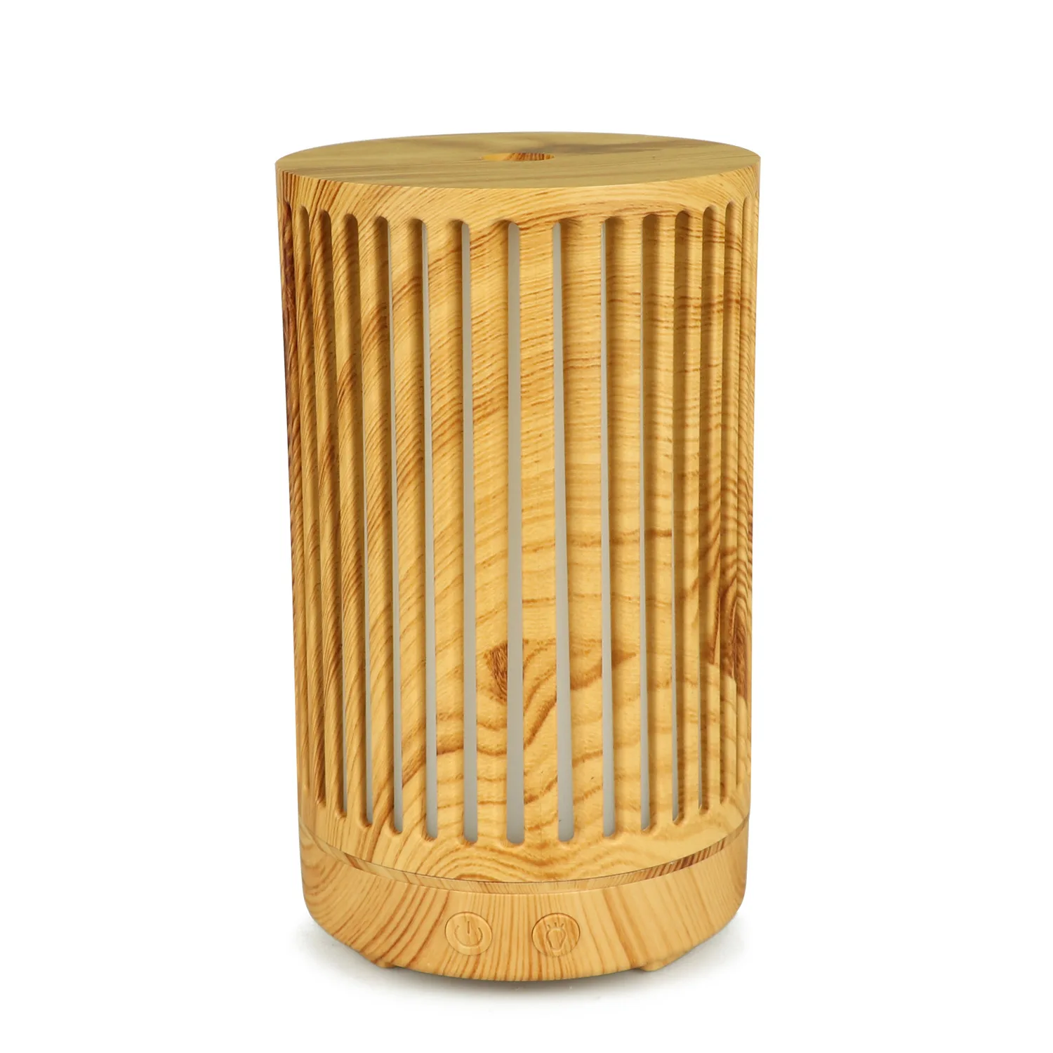 Hollow out Aroma Diffuser Cylindrical Wood Grain Air Purification Fragrance Machine Ultrasonic Colorful Ambience Light Wood Grai