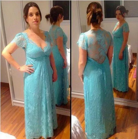 Lichtblauw Kant Moeder Van Bruid Jurken Robe De Soiree Korte Mouwen Hollow Terug Zomer Lange Avond Prom Formele Bruiloften gown Lichtblauw Kant Moeder Van Bruid Jurken Robe De Soiree Korte Mouwen Hollow Terug Zomer Lange Avond Prom Formele Bruiloften gown