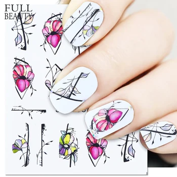 

1pc Black Flowers Sticker on Nails Leaves Floral Dazzling Nail Art Decorations Water Decals Slider Manicure Design CHSTZ880-901