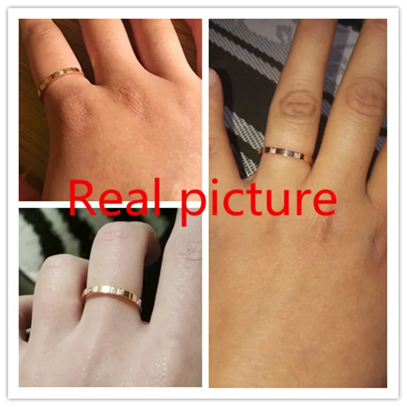 Titanium Steel Small Cubic Zirconia Wedding Ring Woman Rose Gold Color Crystal Wedding Jewelry KK009