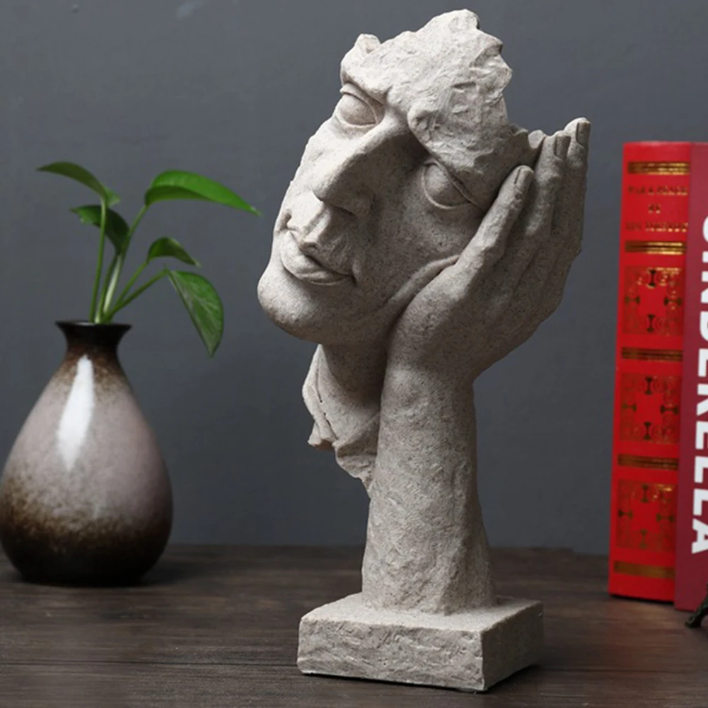 Resin Silence Is Gold Abstract Modern Sculpture Art Sculpture Statues Decoration Craft Figurine Ornament Home Office Decor