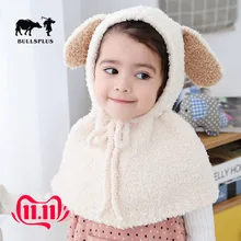 Корейская версия осенне-зимних теплых детских шапок, новая плюшевая шаль с мультяшной собачкой для мужчин и женщин, Детский комплект с накидкой
