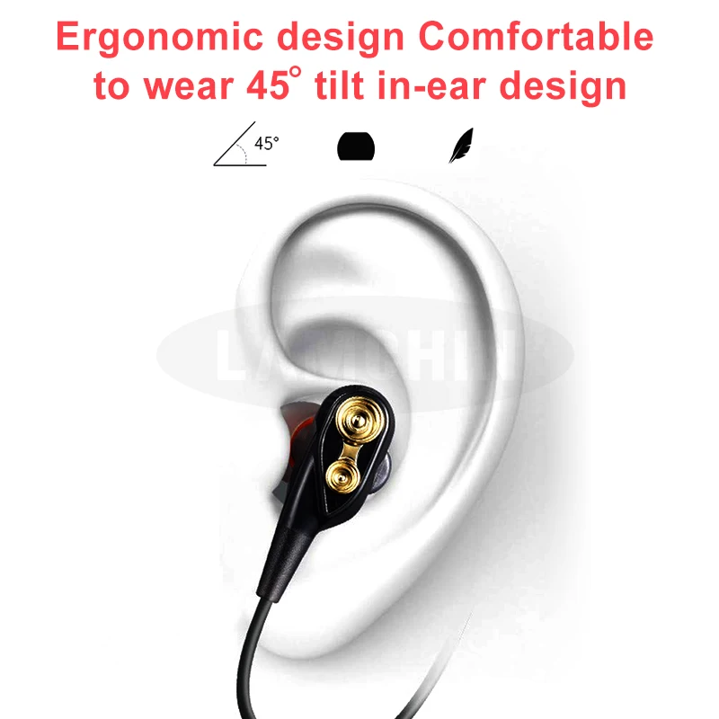 Wireless Bluetooth Earphone Double Dynamic Hybrid High Quality Stereo Headset Bluetooth 5.0 Sport Headset For Xiaomi Iphone