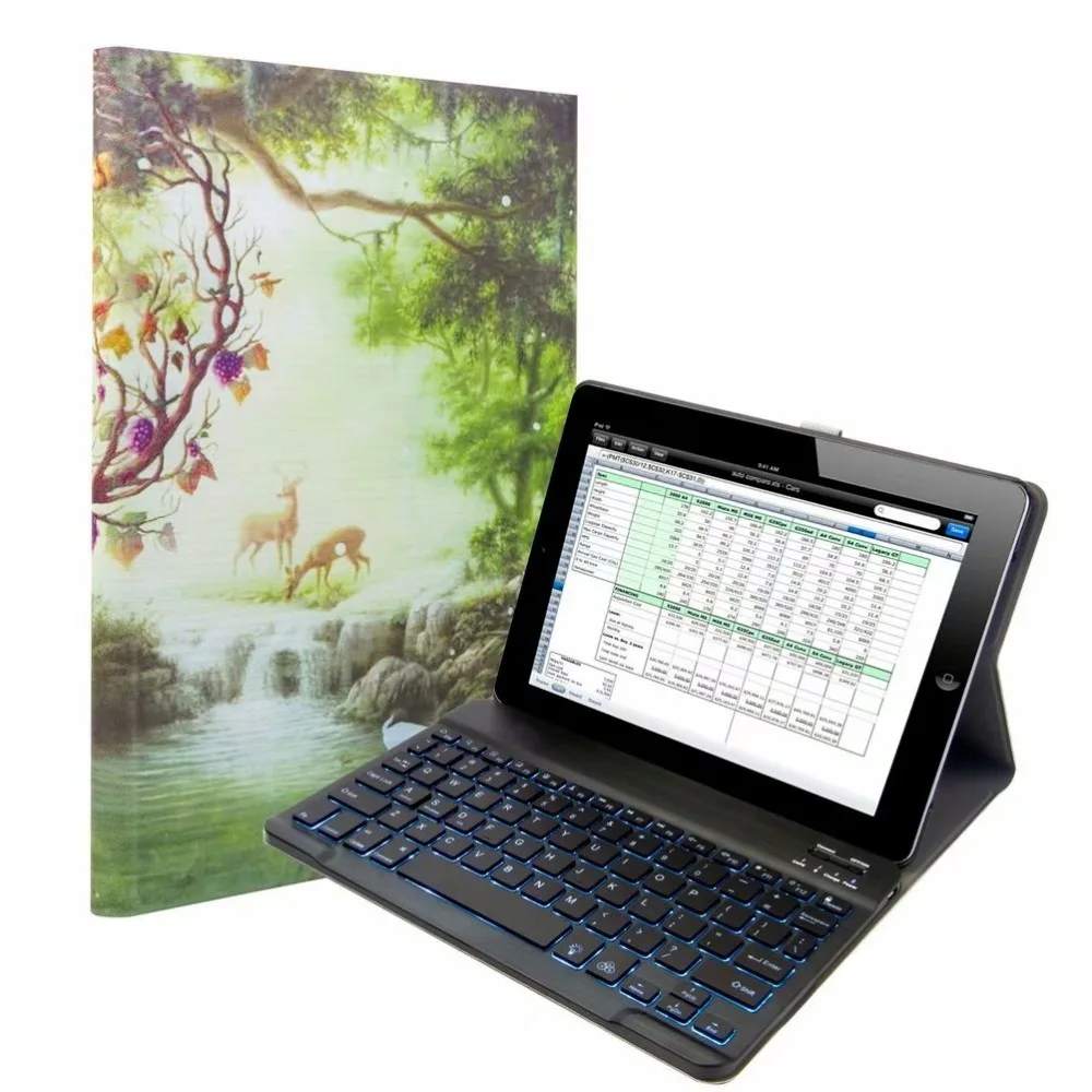 Мультяшный чехол из ткани с 7 подсветкой светильник-клавиатура для Apple IPad 9,7 Air 1 2 Pro 9,7 планшет Bluetooth клавиатура чехол