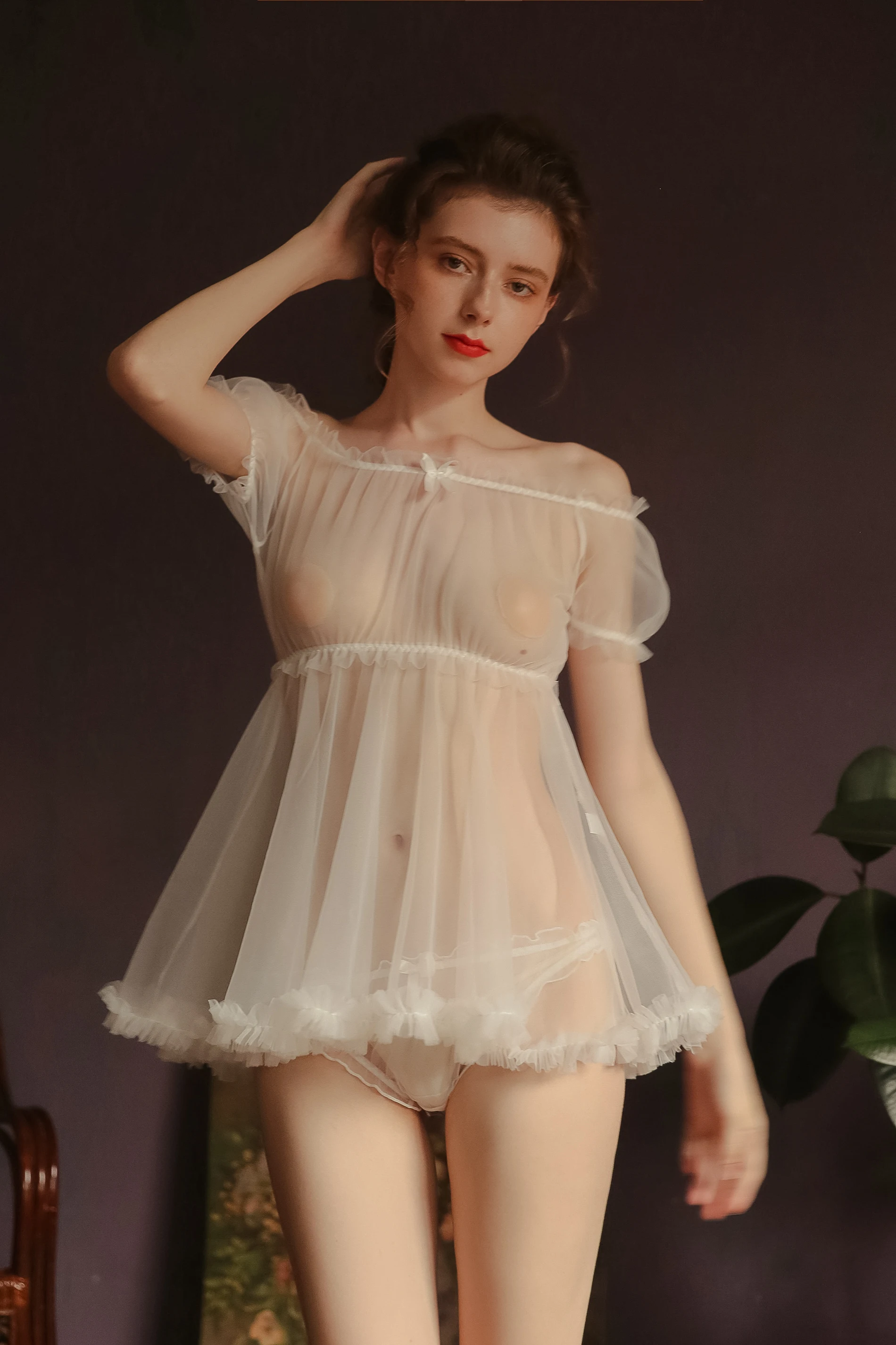 Сексуальное нижнее белье в сеточку рождественское Lenceria Babydoll свадебное