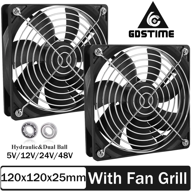 Осевой вентилятор gdstime120x120x25 мм с грилем отличная вентиляция 5 В 12 24 48 см для блока