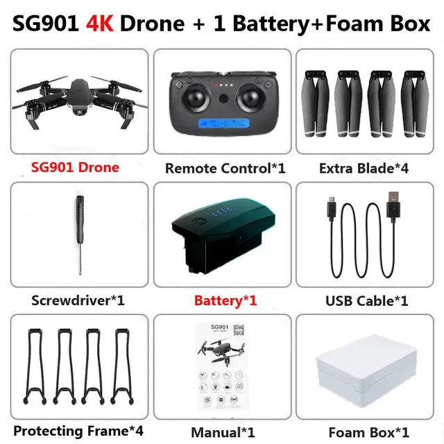 Дрон SG901 4K HD с двойной камерой Дрон gps Радиоуправляемый вертолет Дрон Профессиональный следущий за мной стабильная высота Квадрокоптер VS LF609 E58 SG907 - Цвет: SG901 4K 1B F