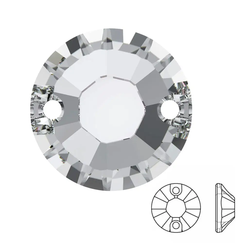 

Crystal Strass 3204 XILION Flat Top Round Sewing Button Sew On Glass Rhinestone Crystal for Garment dress making