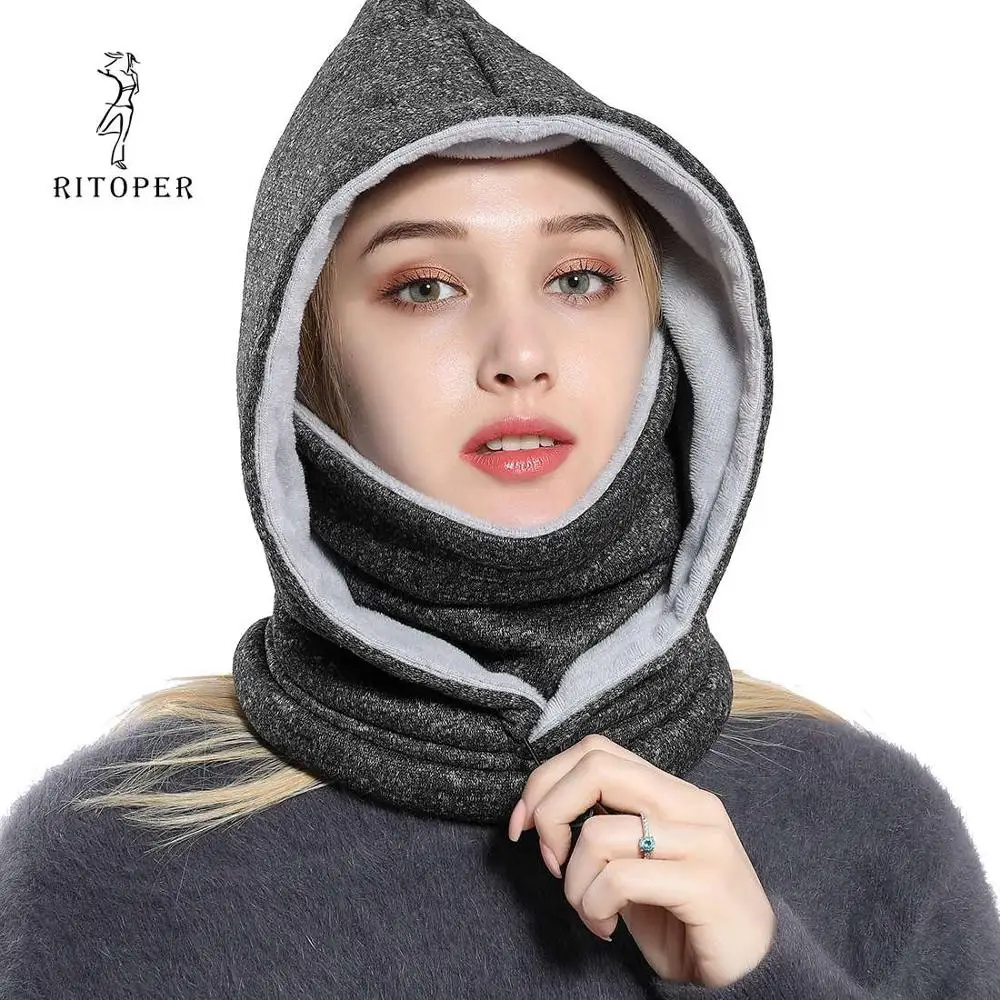 RITOPER женские ветроустойчивый сноуборд Skullies Face Beanies мужские утолщенные Балаклавы флисовые зимние шапки головной убор теплая шапка для сноубординга - Цвет: BlackWhite