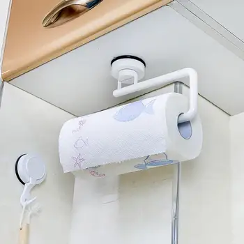 

Kitchen Towel Rack Free Punch Vacuum Sucker Roll Paper Shelf Paper Storage Rack Storage Holder Bathroom Kitchen Accessories
