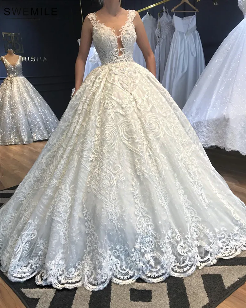 SWEMILE великолепное бальное платье кружевное свадебное платье Vestido De Noiva изготовление на заказ свадебные платья Robe De Mariee