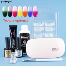 Yayoge 7 цветов Температура Изменение цвета набор замачивание уф гель для ногтей поли 15 мл термальный меняющий гель набор для наращивания ногтей