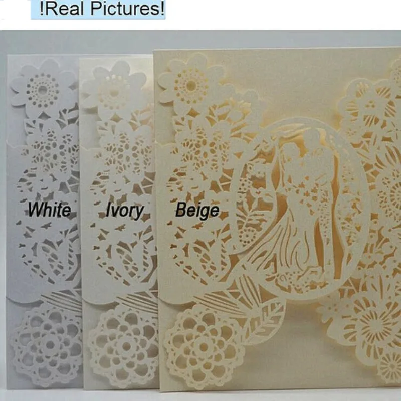  50pcs Romantic Laser Cut Wedding Invitation Card Groom Bride Carved Pattern Wedding Card Hollow Out - 4.00004E+12