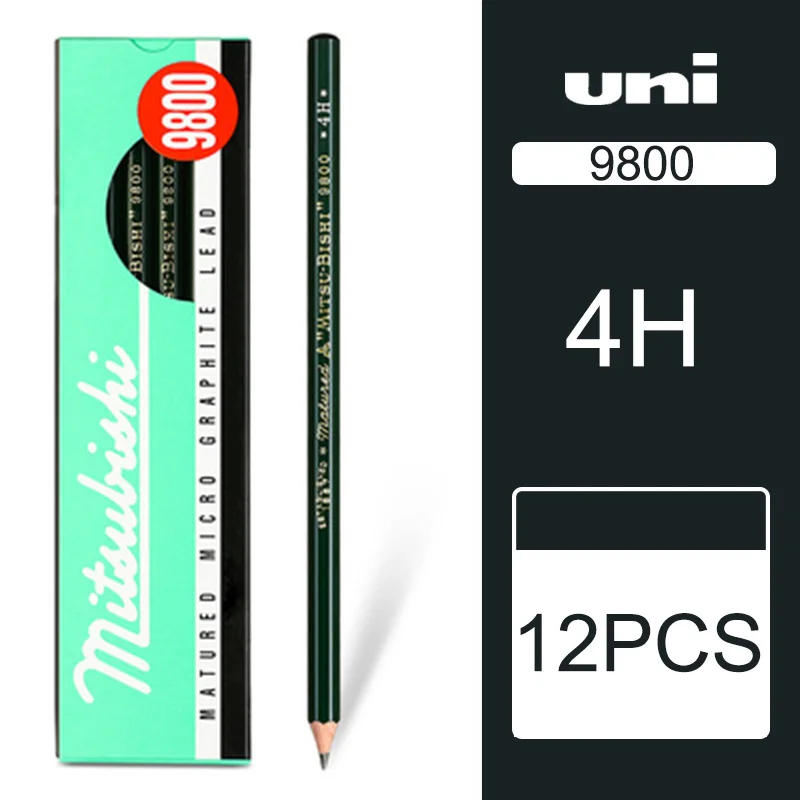 4H 12/22 палочки UNI MITSUBISHI карандаш 9800 тестовые карты карандаши для рисования профессиональный художественный эскиз карандаш - Цвет: 4H