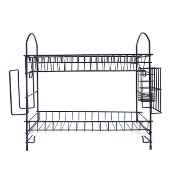 

New 2 Tiers Dish Drying Rack Kitchen Washing Holder Basket Plated Iron Kitchen Knife Sink Dish Drainer Drying Rack Organizer
