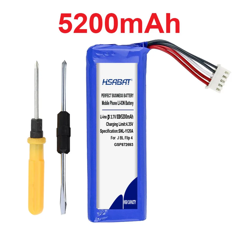 

HSABAT 5200mAh GSP872693 01 Battery for JBL Flip 4, Flip 4 Special Edition