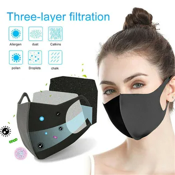 

10Pcs Face Mask Reusable Cotton Shield Anti-Dust PM2.5 Pollution Mouth Cover Washable Filter Earloop Face Respirator