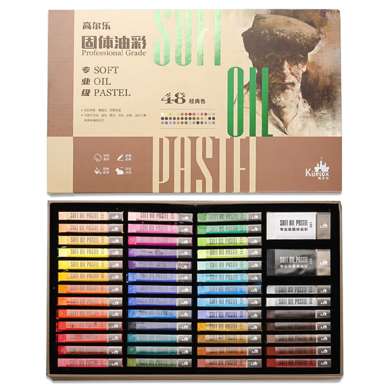 Kuelox 48 Colors Solid Oil Paint Kit Portable Professional Oil Paint Artistic Painting Art Supplies for Scratching Cover Dyeing