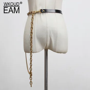 

WKOUD EAM 2020 New Multi-layer Metal Chain PU Leather Belt Women All-match Adjustable Corset Belt Female Belts Tide PF717