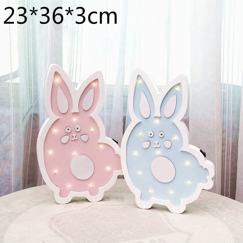 Rabbit A LEDIARY животные деревянный Единорог ночные светильники кролик облако Эйфелева башня Детская комната Декор ночной стол настольная лампа Настенный подвесной светильник - Испускаемый цвет: Rabbit A
