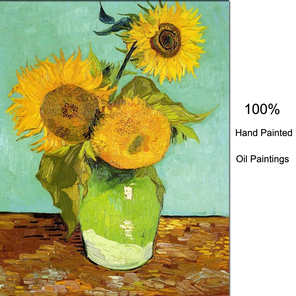 Handmade Vincent Van Gogh Gemalde Sonnenblumen Leinwand Grun Moderne Ol Kunstwerk Fur Kuche Esszimmer Wand Dekor Weihnachten Sunflower Wine Sunflower Wall Paintingpainting Mouse Aliexpress