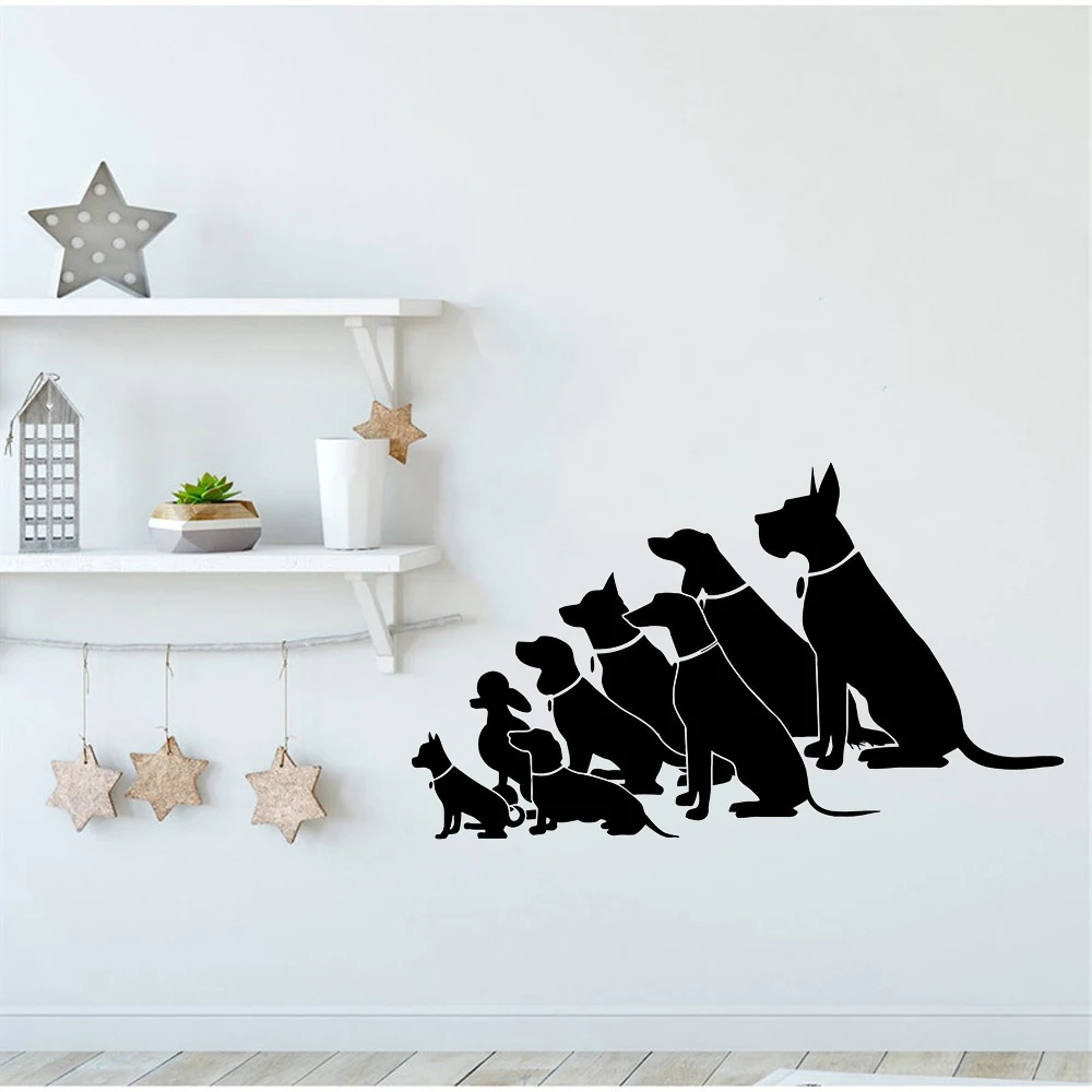 Sitting Dogs Wall Decals PetS Shop Grooming Salon Wall Sticker