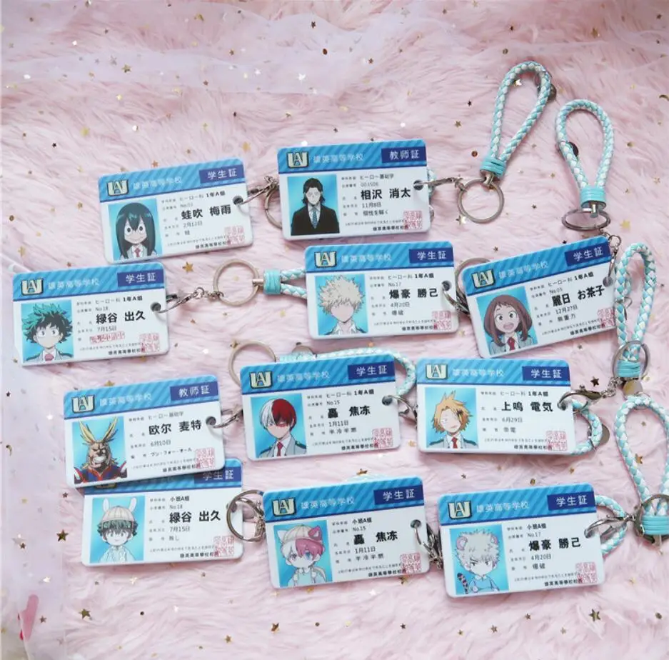 Anime My Hero Academia key chain PVC keychain Asui Tsuyu Ochaco Uraraka Kaminari Denki All Might Eraser Head Bus card set funny | Украшения