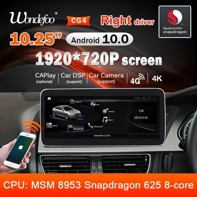 $322.31 snapdragon car intelligent system 2 din radio android 10 screen For Audi A4 A5 S4 S5 A4L B8 2009-2016 autoradio right driver DVD