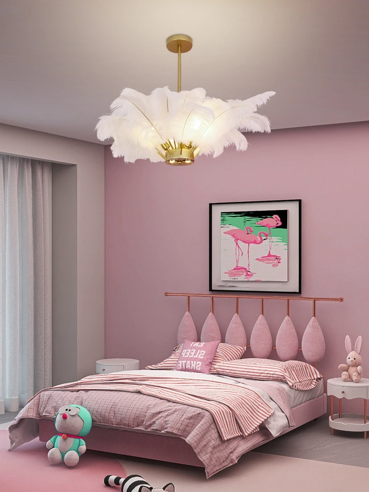 

LED Pendant Feather Lamp Romantic chandelier Dreamlike Feather Droplight Kids room girl room chandeliers