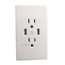 Американский стандарт, настенная розетка с 2 портами USB для зарядки телефона, Ac 110-250 В, 15A, двойная штепсельная вилка США, бытовая