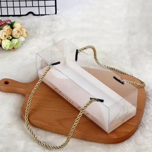 10Pcs Cake Boxes Portable Transparent Cake Swiss Roll Boxes PET Packaging Dessert Container Cake Packaging Box Bakery Gift Box 