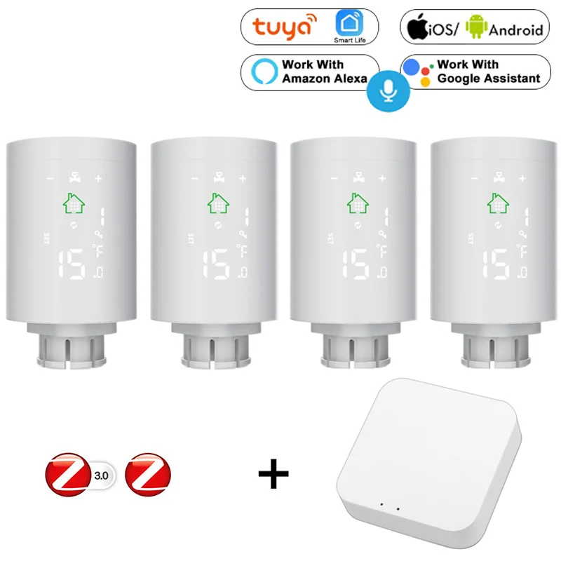 

ZigBee3.0 Smart Radiator Actuator Programmable Thermostatic Radiator Valve Temperature Controller Voice Control Via Alexa
